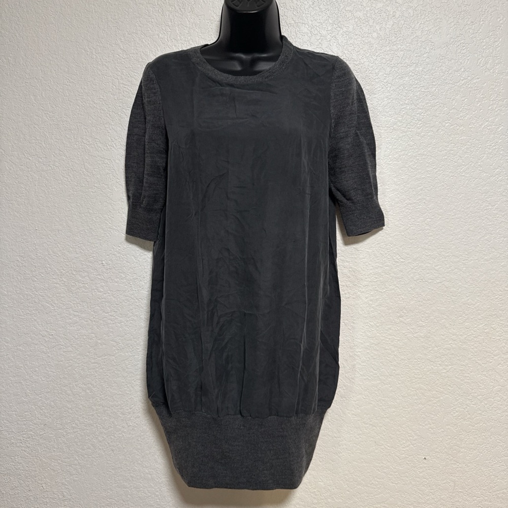 Allsaints 100% Silk with Merino Trim Dress Color Gray Size 6